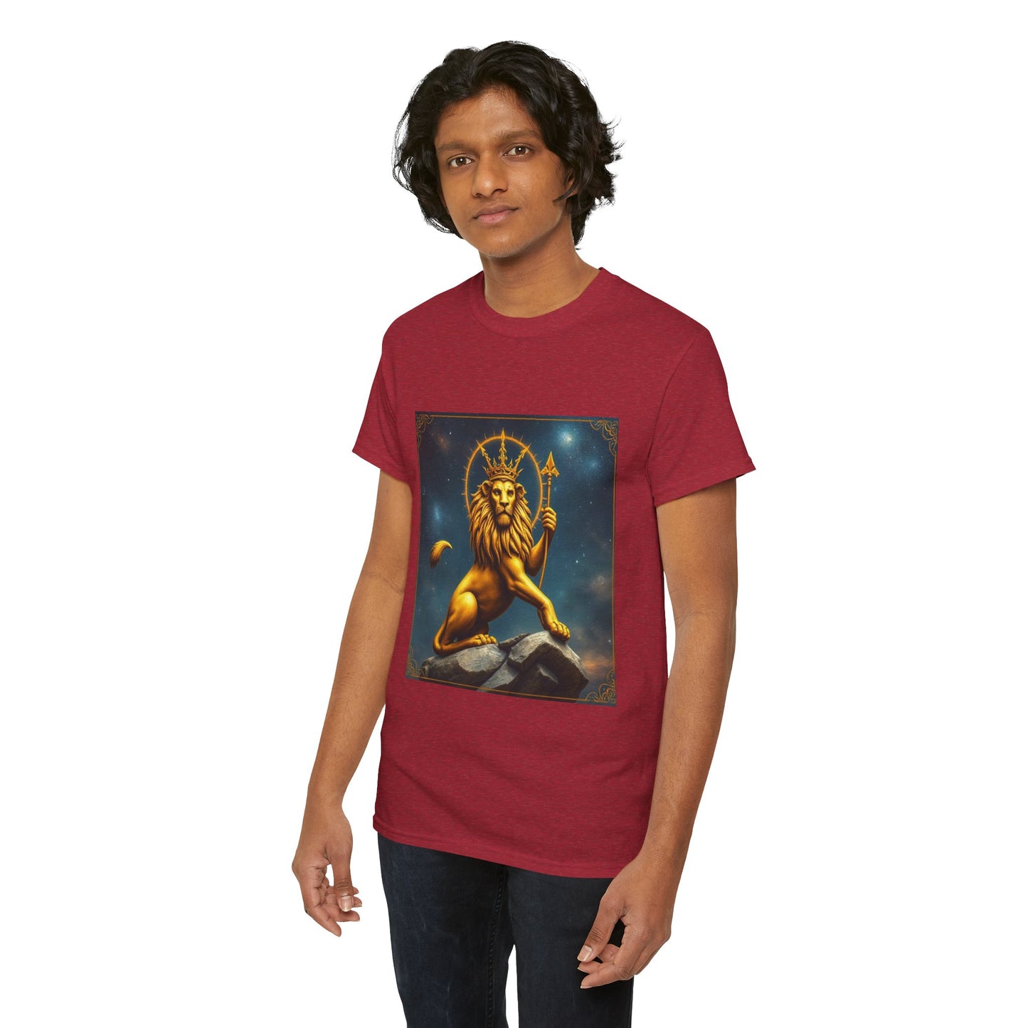 Unisex Heavy Cotton T-Shirt, King of Lions, Leo Zodiac Design