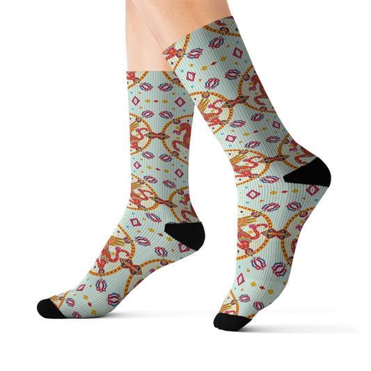 Sublimation Socks, Aquarius, Zodiac v2, Jewel Pattern