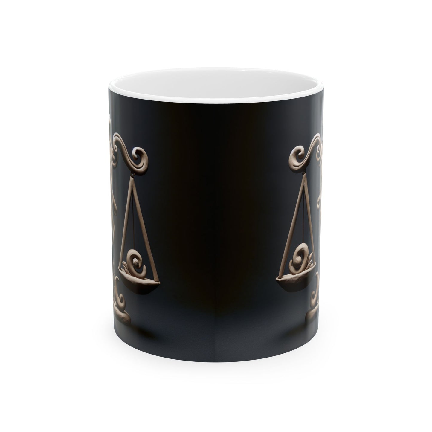 Ceramic Mug, (11oz, 15oz), Ceramic Coffee Mug, Swirly Scale, Libra Zodiac Design