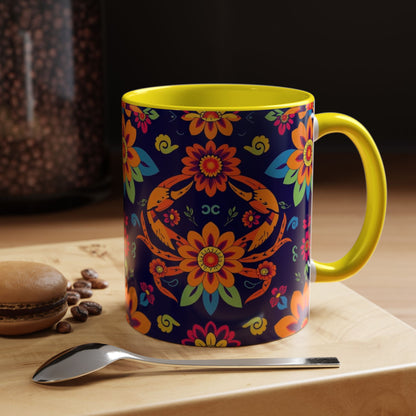 Accent Coffee Mug, Cancer, Zodiac, Flower Pattern, (11, 15oz)