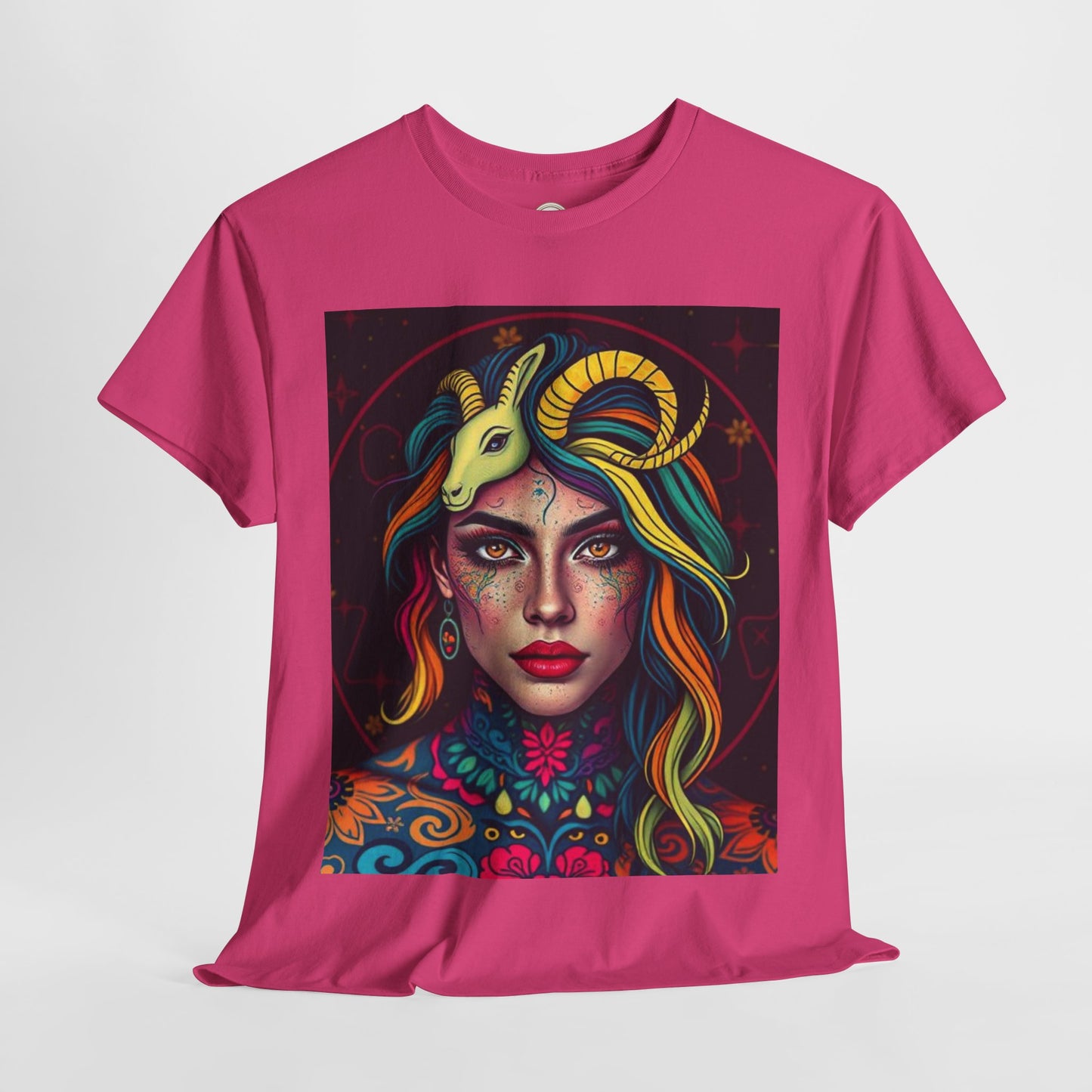 Unisex Heavy Cotton T-Shirt, Capricorn, Zodiac v2, Sexy Art