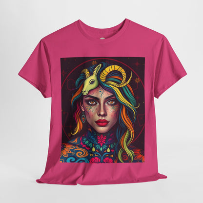 Unisex Heavy Cotton T-Shirt, Capricorn, Zodiac v2, Sexy Art