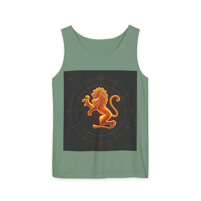 Unisex Garment-Dyed, Tank Top, Leo Design, Space Animal v1, 100% US cotton