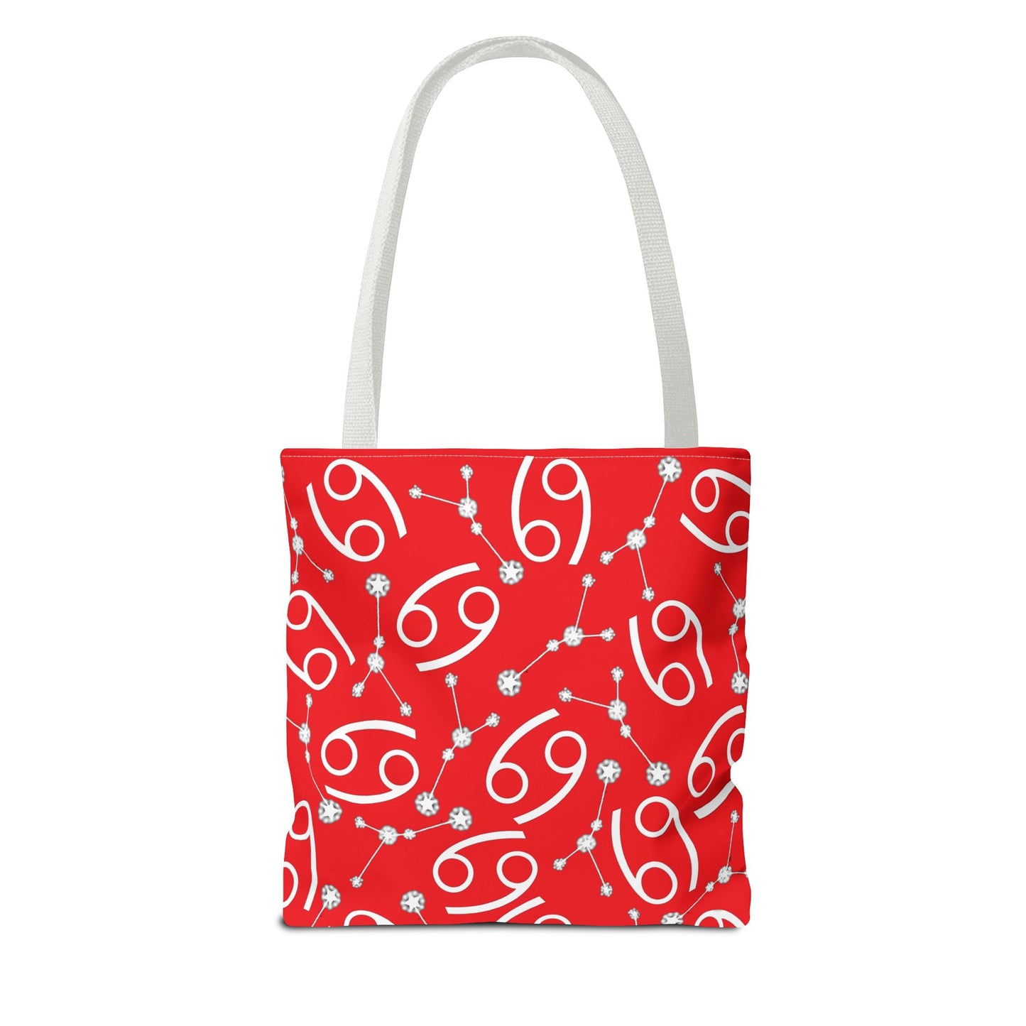 Tote Bag, Cancer Zodiac Sign, AOP, (Red, White)
