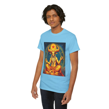 Unisex Heavy Cotton T-Shirt, Meditating Bull, Taurus Zodiac Design