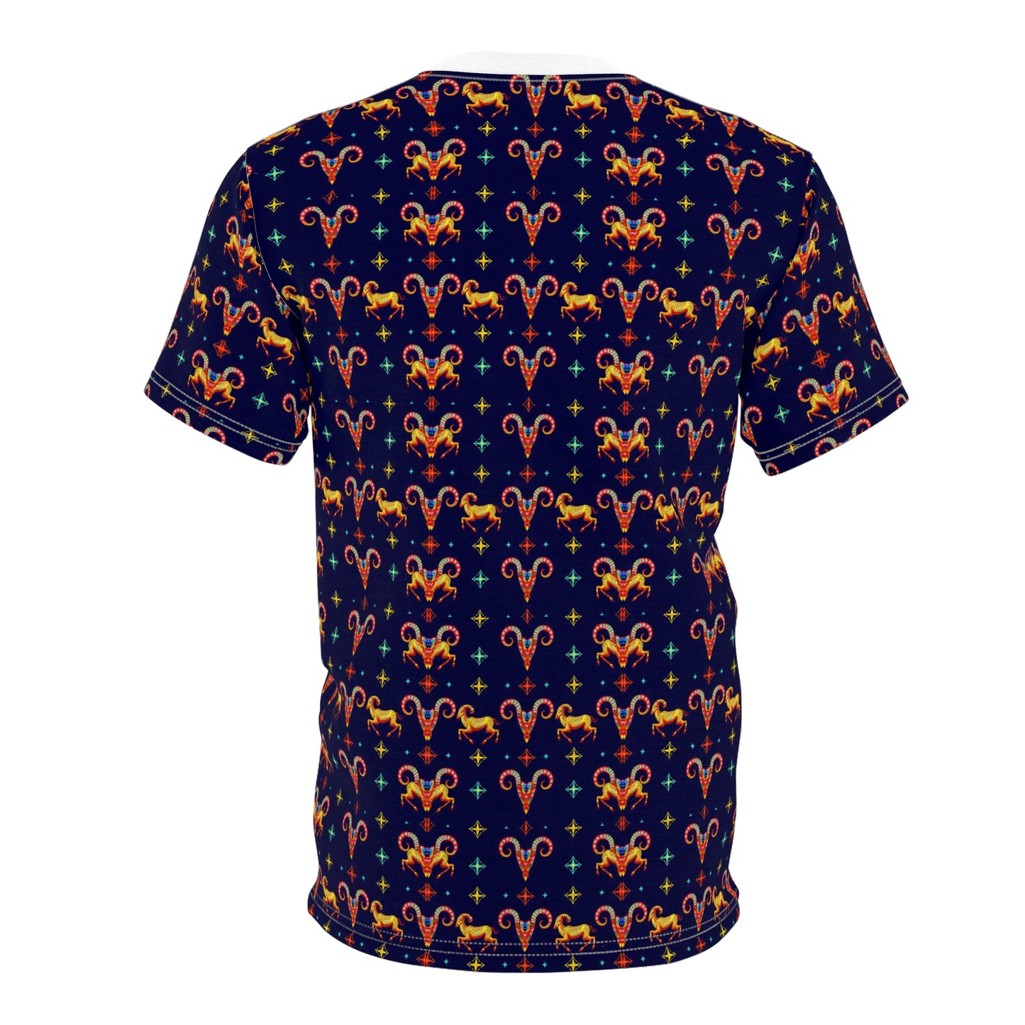 Unisex Cut & Sew T-Shirt, (AOP), Aries, Zodiac v3, Jewels Pattern