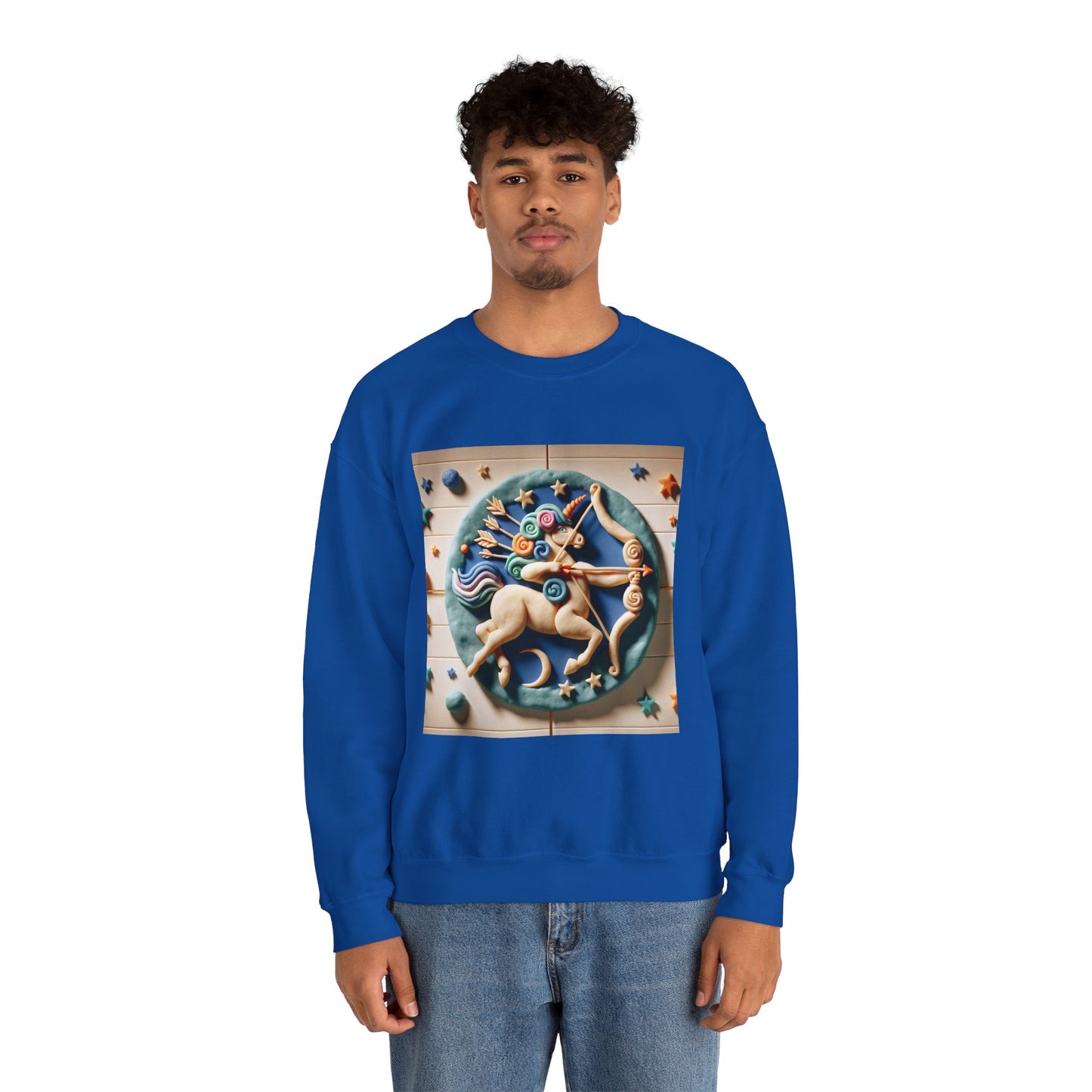 Unisex Heavy Blend™ Crewneck Sweatshirt, Colorful Horse, Sagittarius Zodiac Design