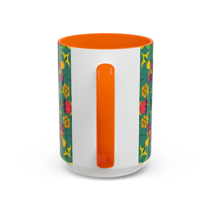 Accent Coffee Mug, Sagittarius, Zodiac. Flower Pattern, (11, 15oz)