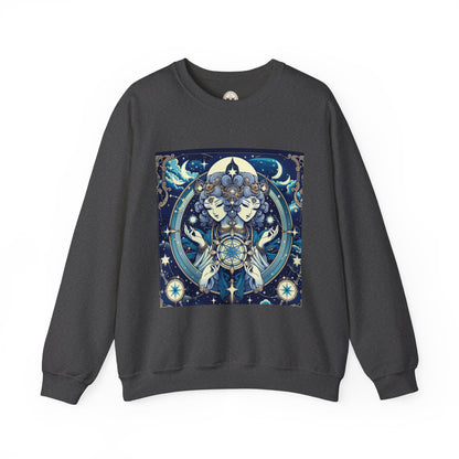 Unisex Heavy Blend™ Crewneck Sweatshirt,Twin Body, Gemini Zodiac Design