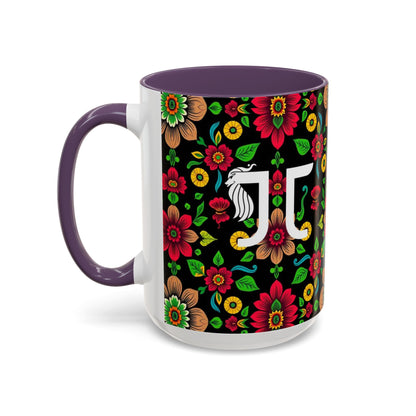 Accent Coffee Mug, Gemini, Zodiac v4, Flower Pattern, (11, 15oz)