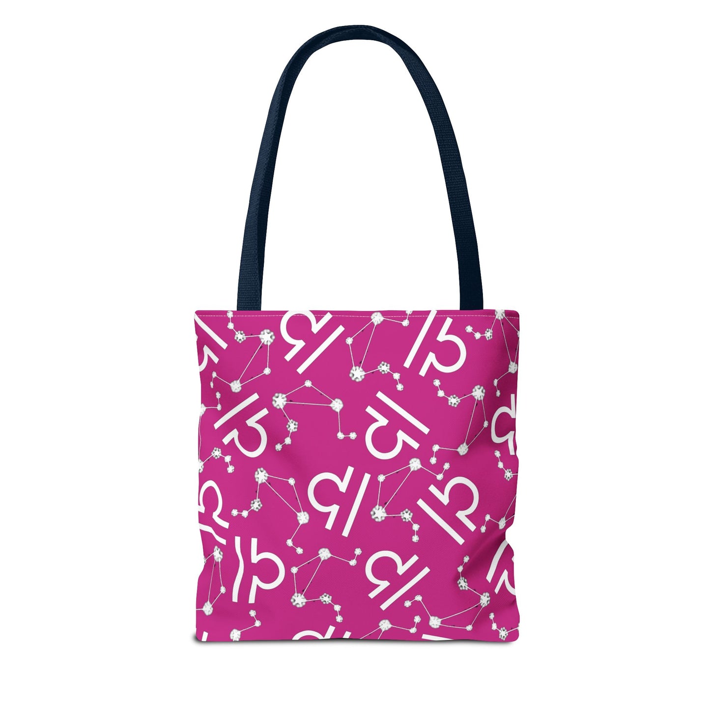 Tote Bag, Libra Zodiac Sign, AOP, (Pink, White)