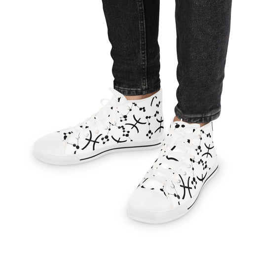 Men's High Top Sneakers, Breathable polyester canvas, Pisces Zodiac Design