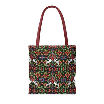 Tote Bag (AOP), Taurus, Zodiac v1, Flower Pattern