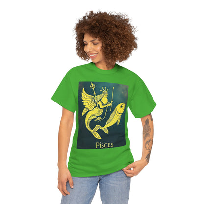 Unisex Heavy Cotton T-Shirt, Pisces Queen, Zodiac Design