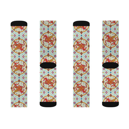 Sublimation Socks, Aquarius, Zodiac v2, Jewel Pattern