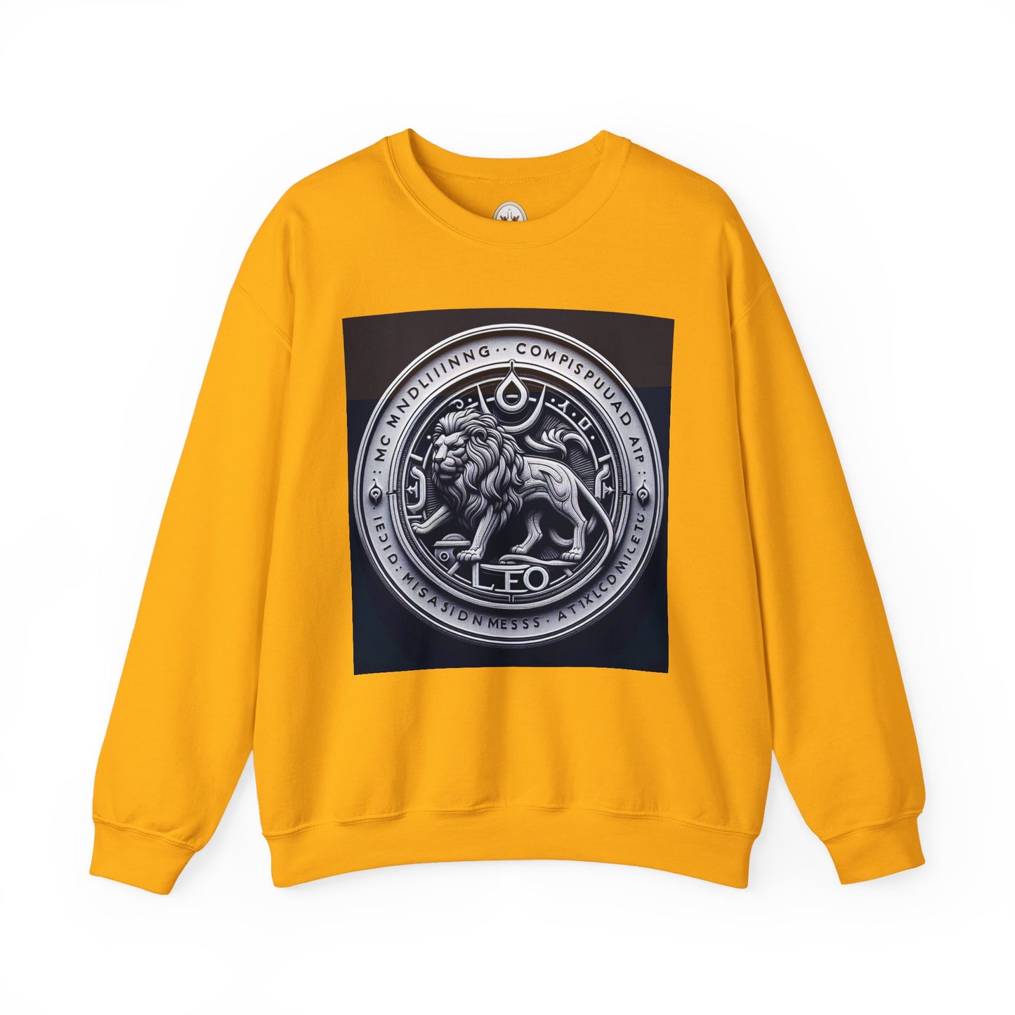 Unisex Heavy Blend™ Crewneck Sweatshirt, Lion Coin, Leo Zodiac Design