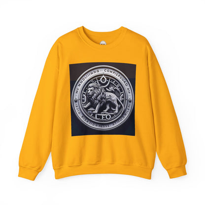 Unisex Heavy Blend™ Crewneck Sweatshirt, Lion Coin, Leo Zodiac Design