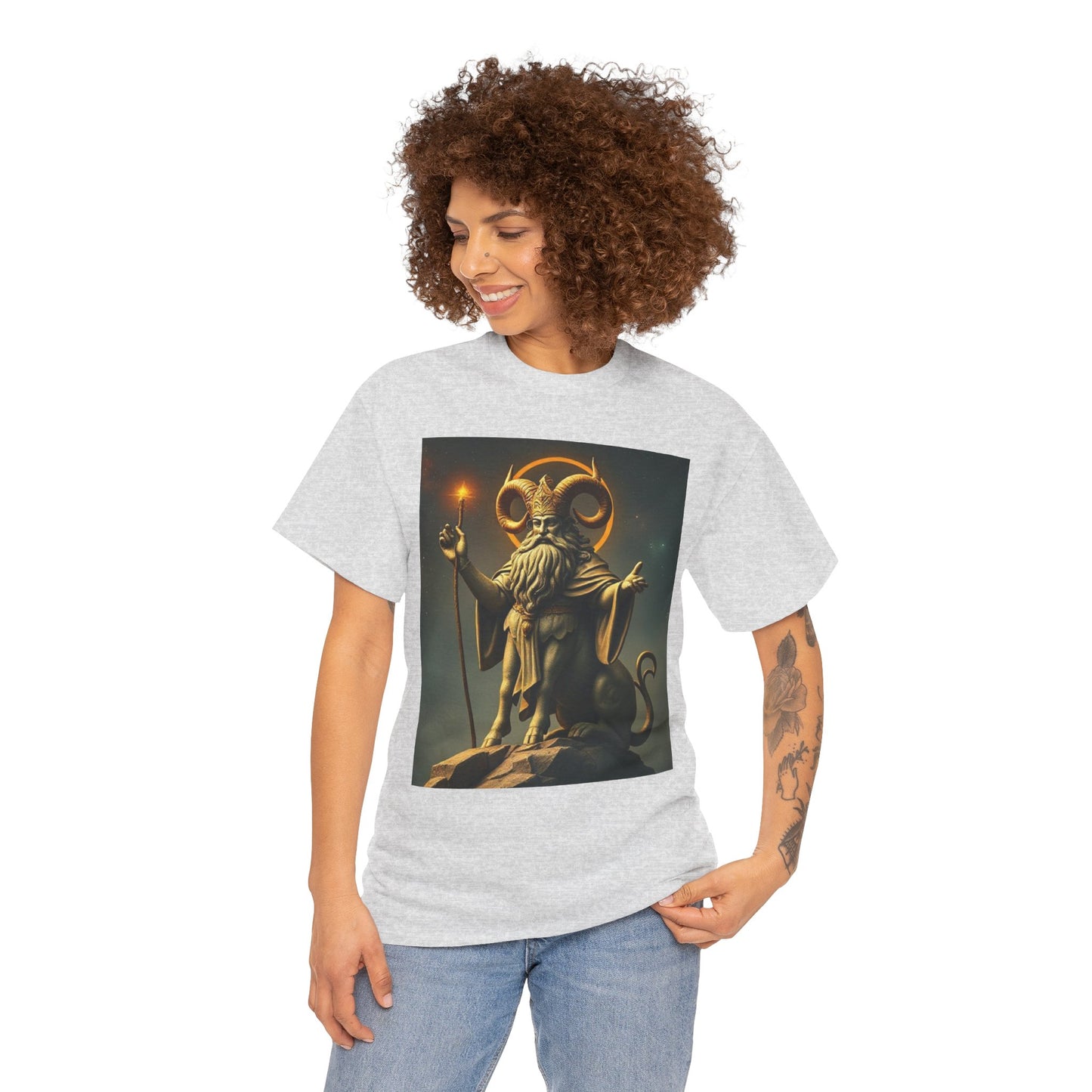 Unisex Heavy Cotton T-Shirt, Taurus God v1, Zodiac Design