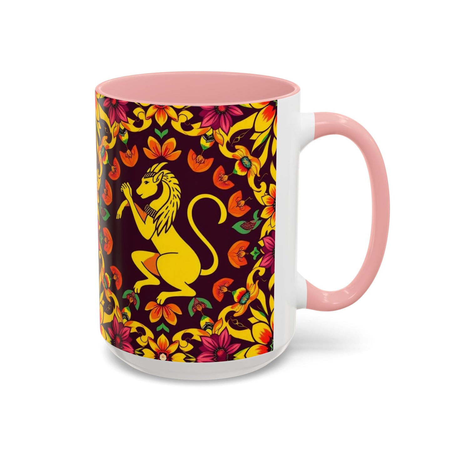 Accent Coffee Mug, Virgo, Zodiac v1. Flower Pattern, (11, 15oz)