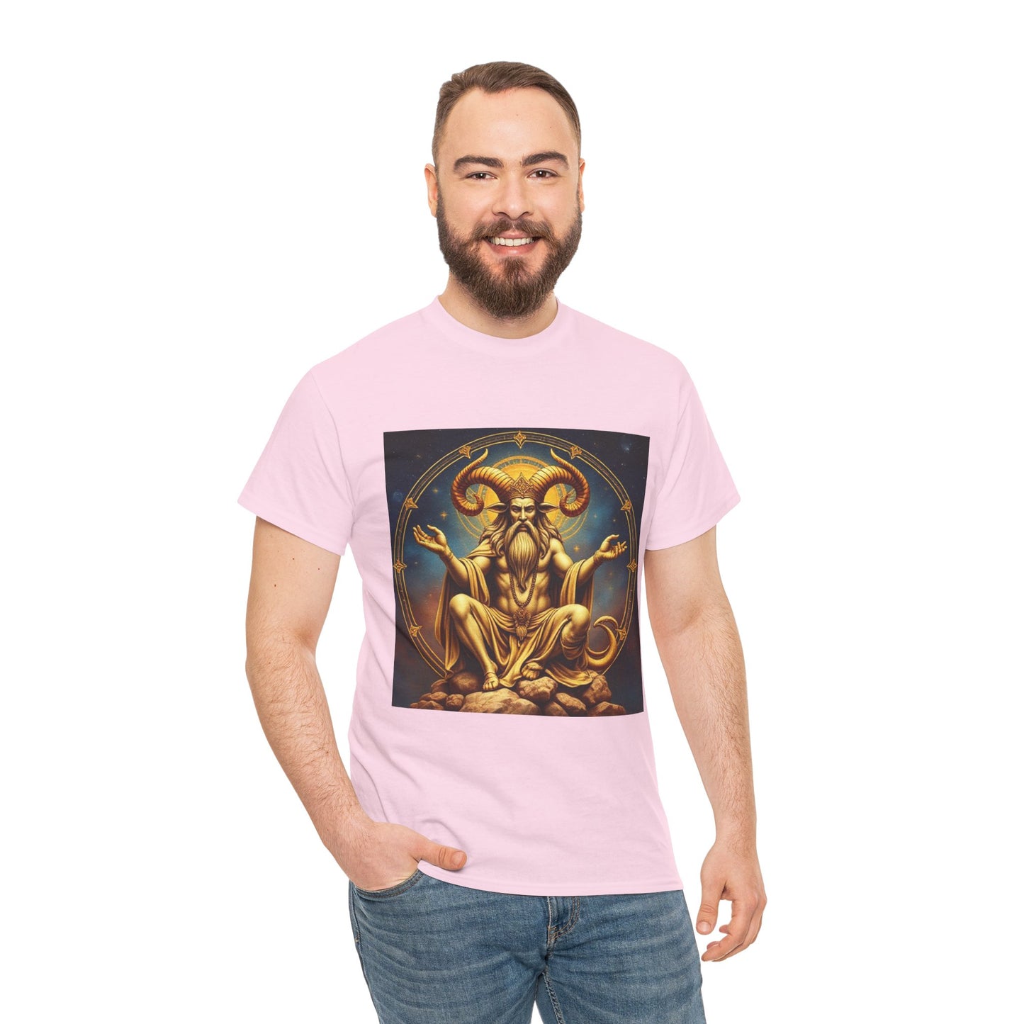 Unisex Heavy Cotton T-Shirt, On The Throne, Taurus Zodiac Design