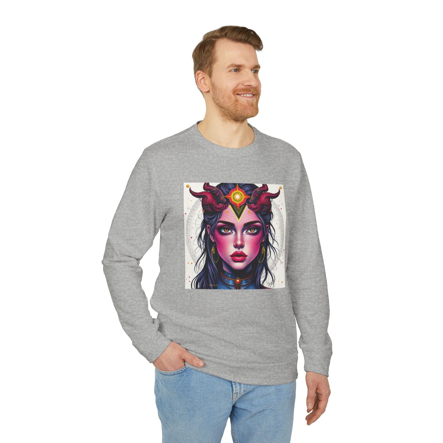 Adidas, Unisex Fleece Crewneck Sweatshirt, Virgo, Pop Art v1, Zodiac