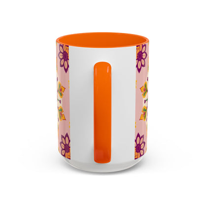 Accent Coffee Mug, Sagittarius, Zodiac v4. Flower Pattern, (11, 15oz)