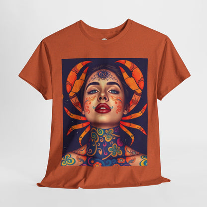Unisex Heavy Cotton T-Shirt, Cancer, Zodiac v2, Sexy Art