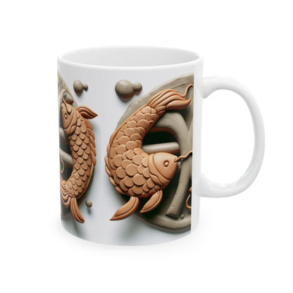 Ceramic Mug, (11oz, 15oz), Ceramic Coffee Mug, Pisces Fish, Zodiac Design