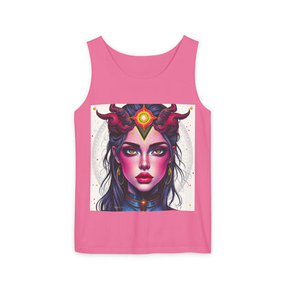 Unisex Garment-Dyed, Tank Top, Virgo Design, Pop Art, 100% US cotton