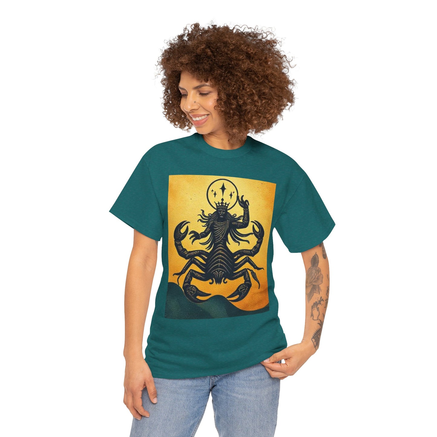 Unisex Heavy Cotton T-Shirt, Scorpion King, Print Art v1, Scorpio Zodiac Design