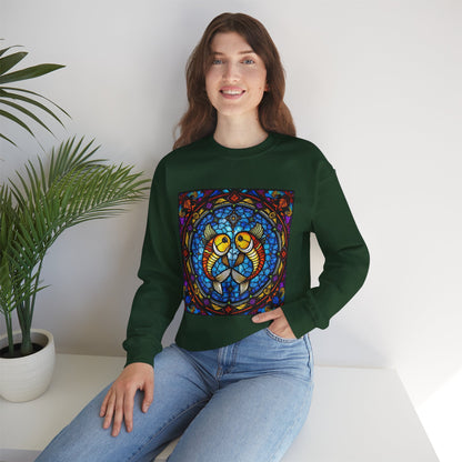 Unisex Heavy Blend™ Crewneck Sweatshirt, Glass 1, Pisces Zodiac Design