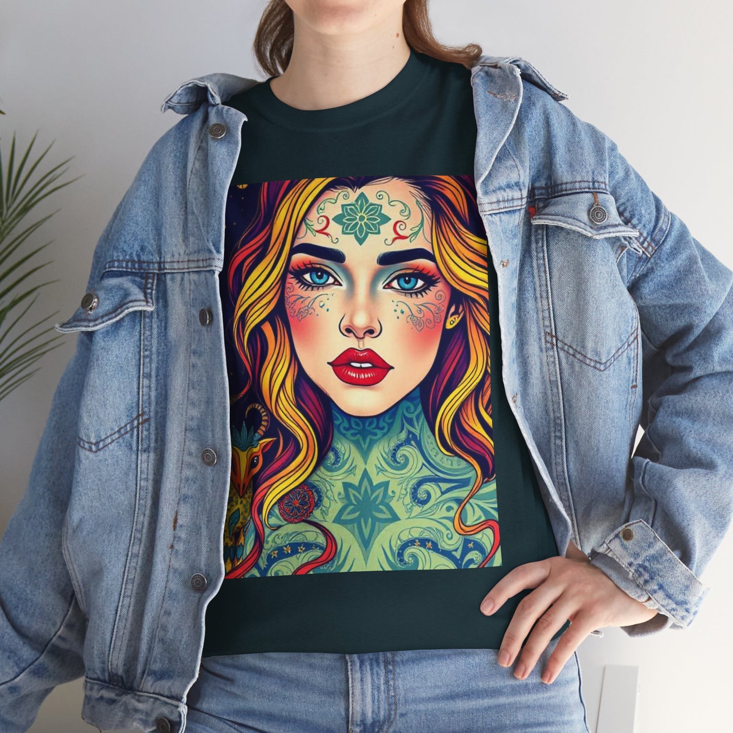 Unisex Heavy Cotton T-Shirt, Aquarius, Zodiac v2, Sexy Art