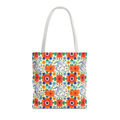 Tote Bag (AOP), Virgo, Zodiac v1, Flower Pattern
