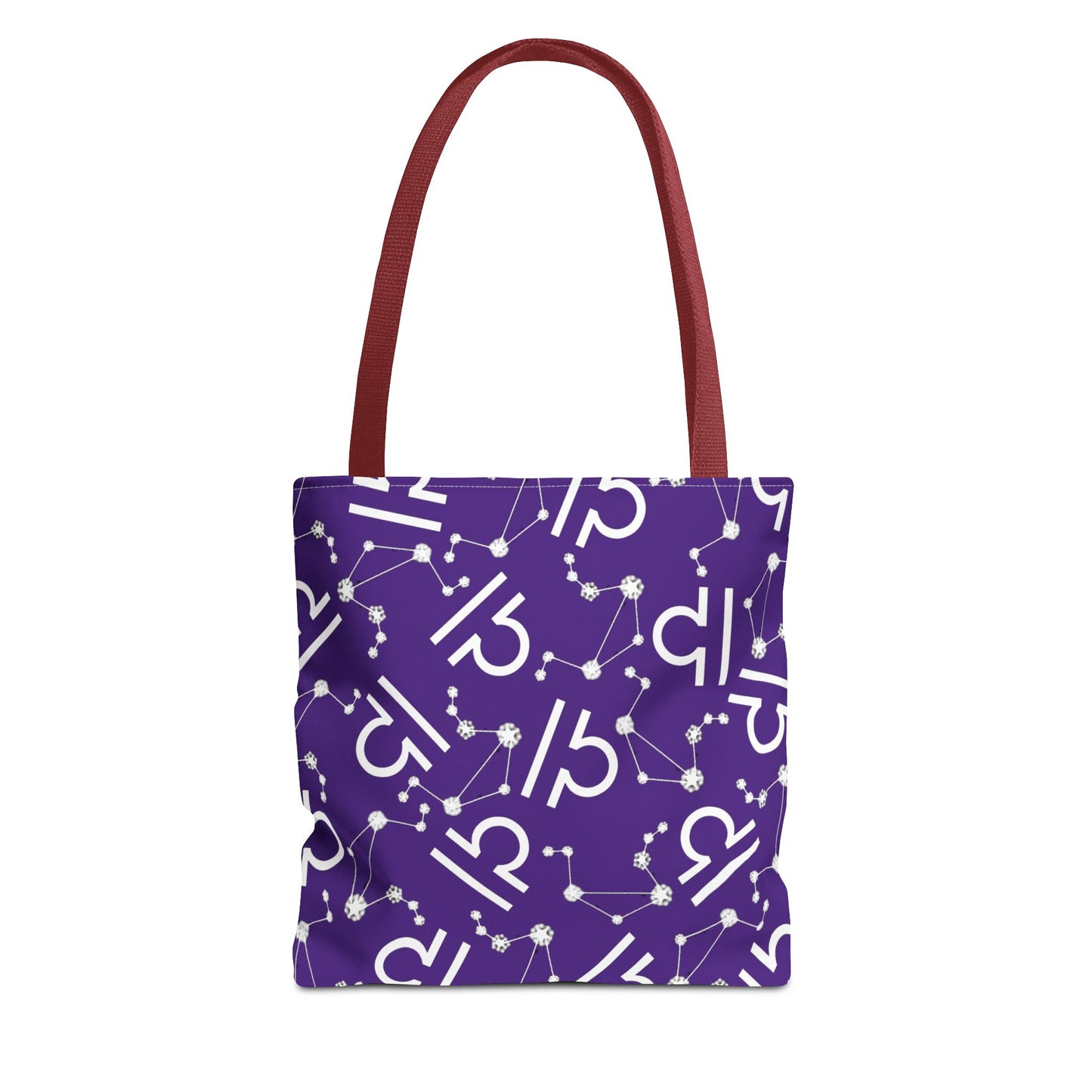Tote Bag, Libra Zodiac Sign, AOP, (Purple, White)