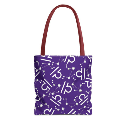 Tote Bag, Libra Zodiac Sign, AOP, (Purple, White)