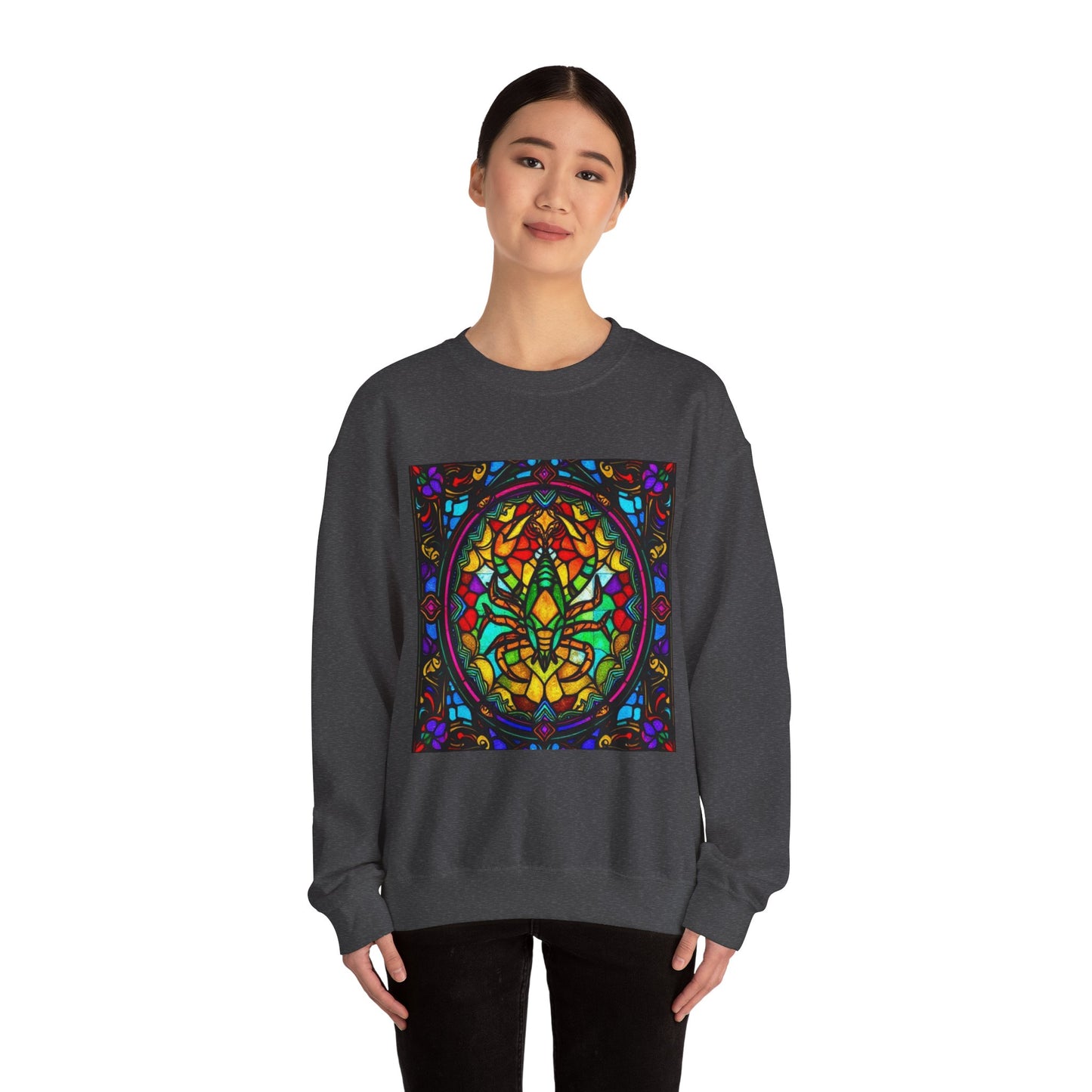 Unisex Heavy Blend™ Crewneck Sweatshirt, Glass 1, Scorpio Zodiac Design