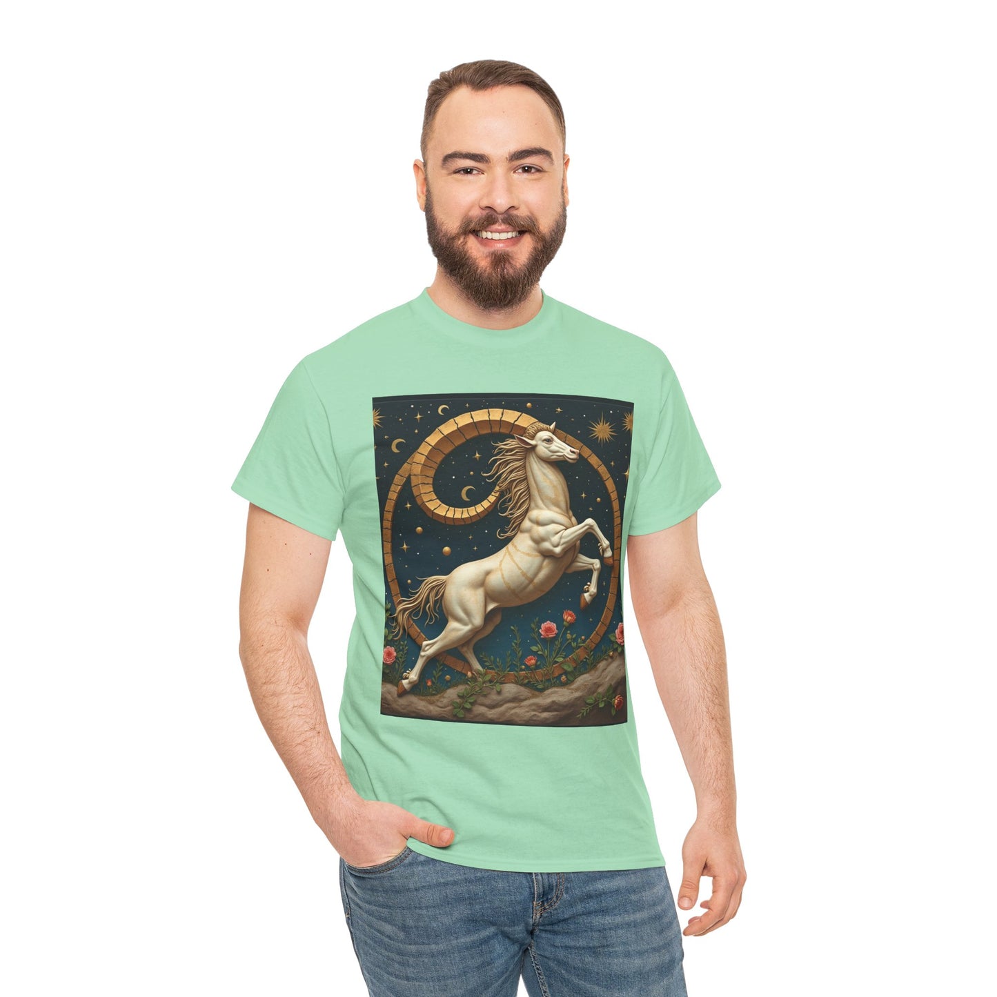 Unisex Heavy Cotton T-Shirt, Aries Animal 1v, Zodiac Design