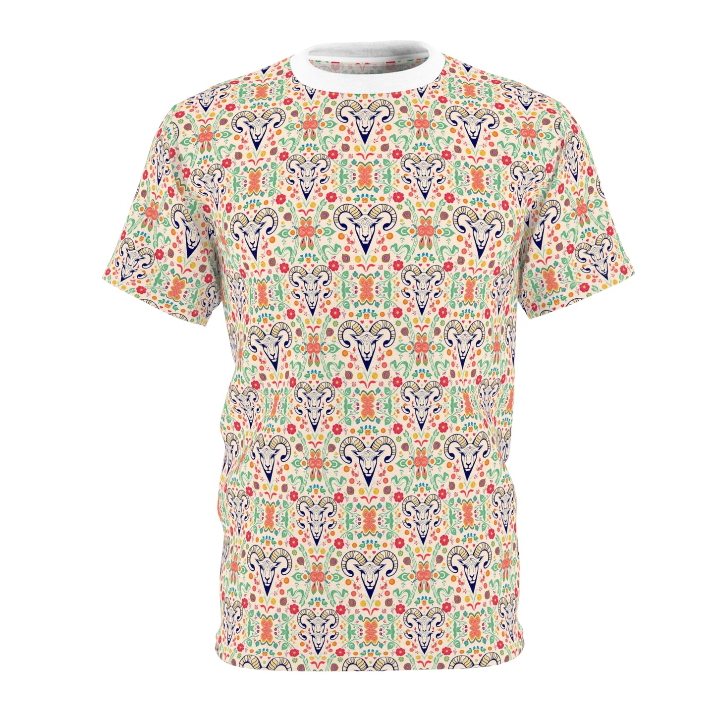 Unisex Cut & Sew T-Shirt, AOP, Aries, Zodiac, Pattern