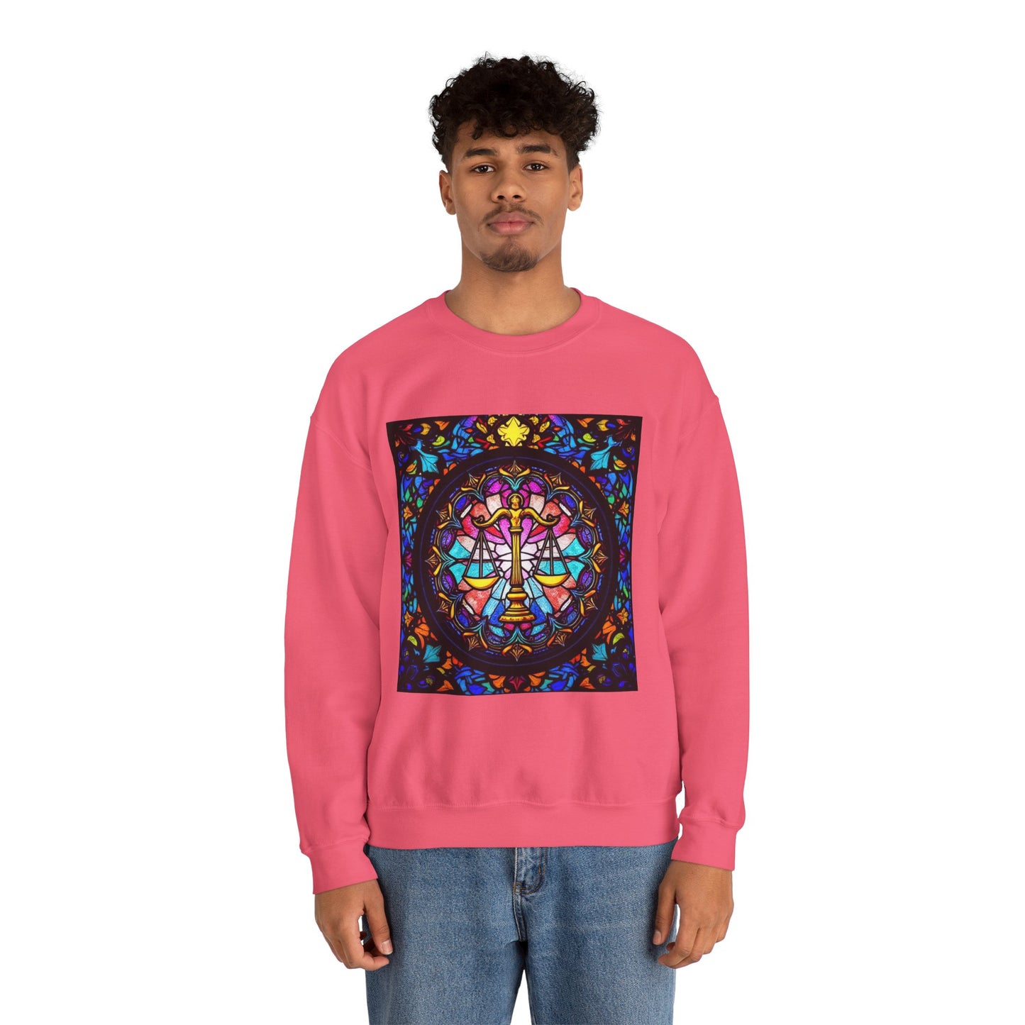 Unisex Heavy Blend™ Crewneck Sweatshirt, Glass 1, Libra Zodiac Design