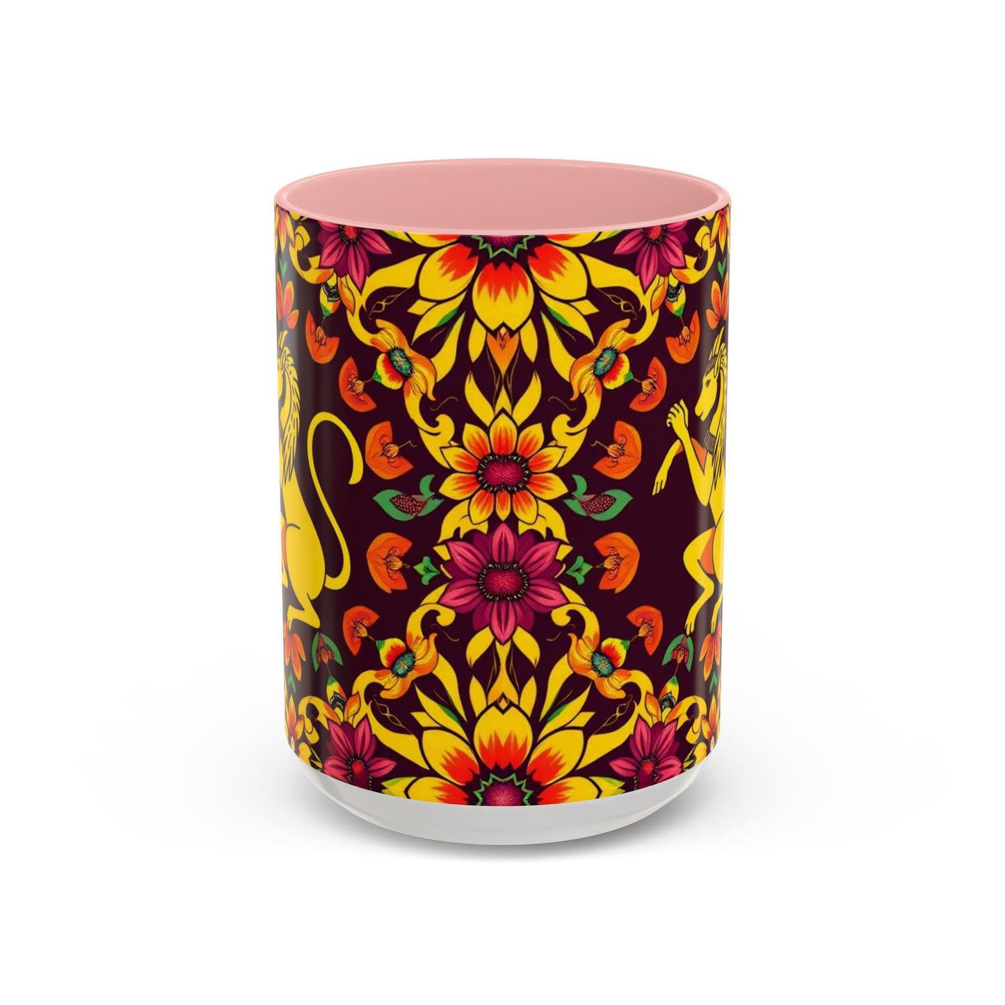 Accent Coffee Mug, Virgo, Zodiac v1. Flower Pattern, (11, 15oz)
