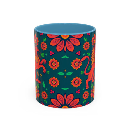 Accent Coffee Mug, Leo, Zodiac v1, Flower Pattern, (11, 15oz)