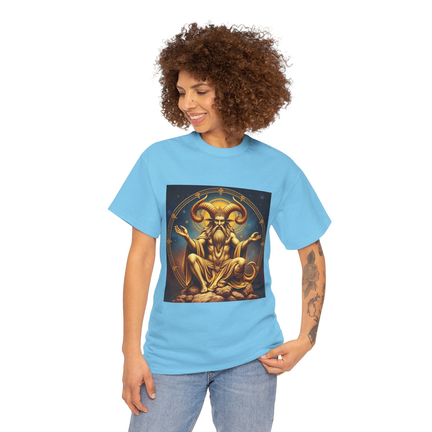 Unisex Heavy Cotton T-Shirt, On The Throne, Taurus Zodiac Design