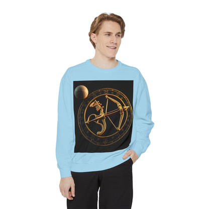 Garment-Dyed Sweatshirt, Unisex, Space Symbol Design, Sagittarius