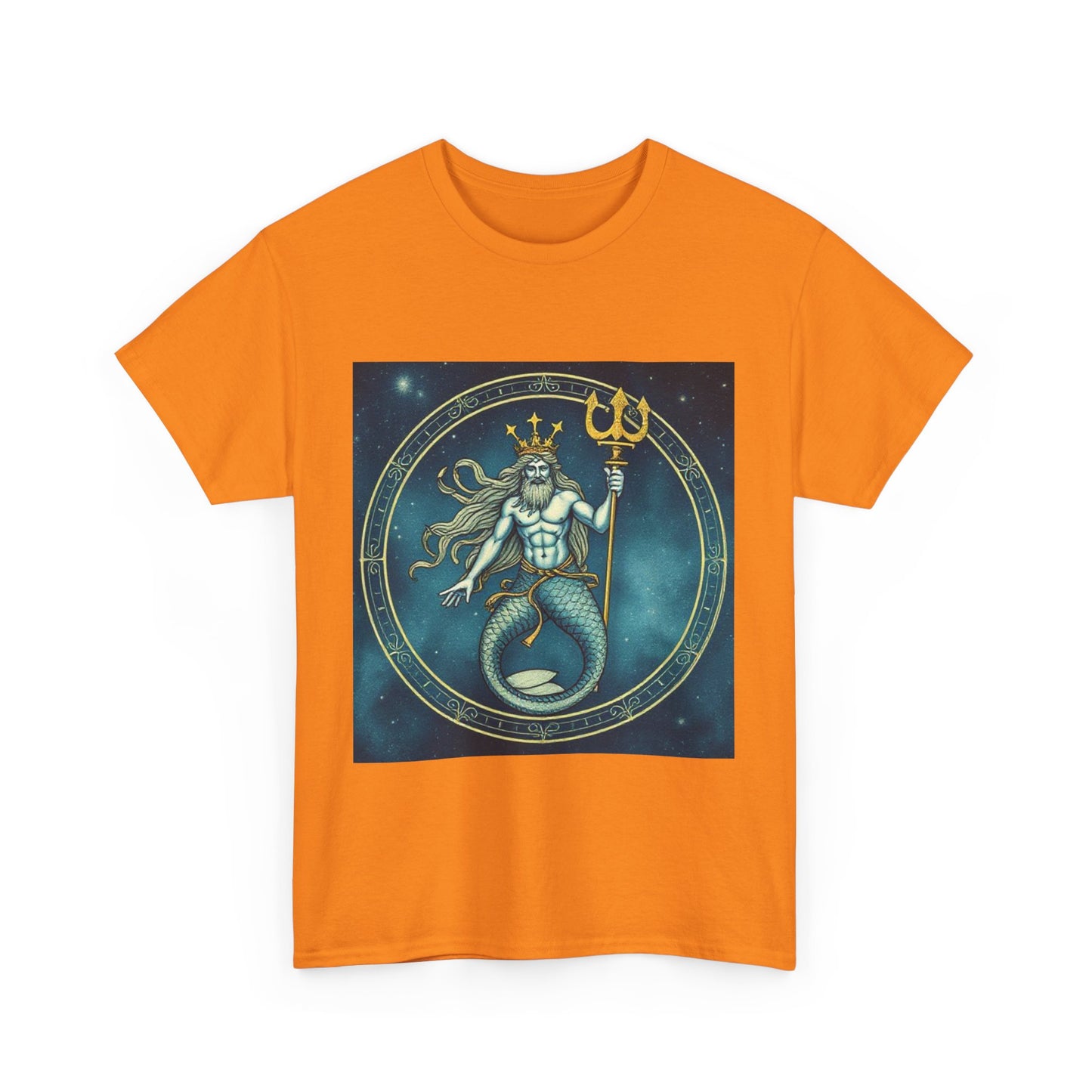 Unisex Heavy Cotton T-Shirt, Aquarius God 5v, Zodiac Design