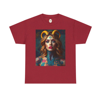 Unisex Heavy Cotton T-Shirt, Capricorn, Zodiac v1, Sexy Art