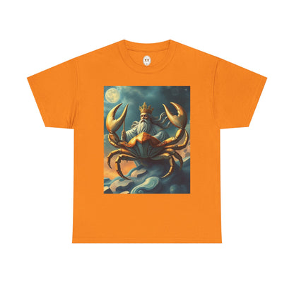 Unisex Heavy Cotton T-Shirt, Crustacean King v1, Cancer Zodiac Design