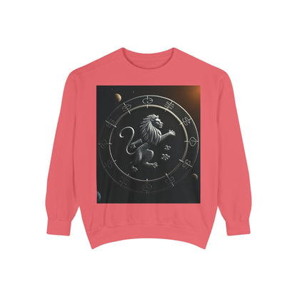 Garment-Dyed Sweatshirt, Unisex, Space Animal Design, Leo