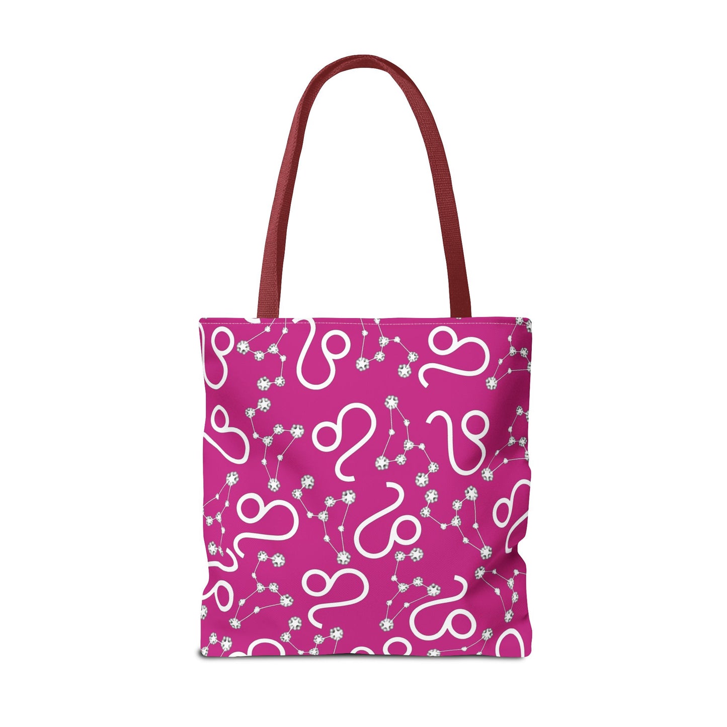 Tote Bag, Leo Zodiac Sign, AOP, (Pink, White)