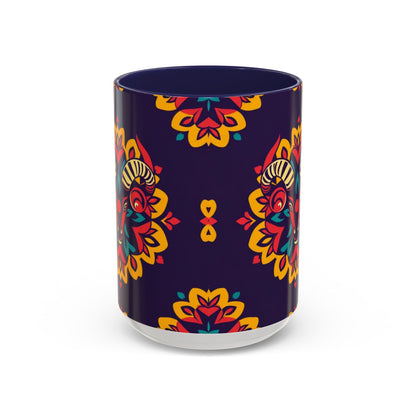 Accent Coffee Mug, Taurus, Zodiac v4. Flower Pattern, (11, 15oz)
