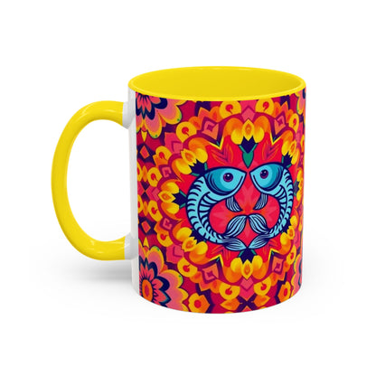 Accent Coffee Mug, Pisces, Zodiac v1, Flower Pattern, (11, 15oz)